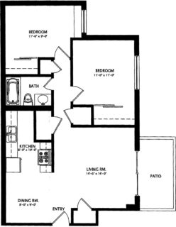 2 Bed / 1 Bath / 790ft² / Availability: Please Call / Deposit: $1,000 / Rent: $1,000